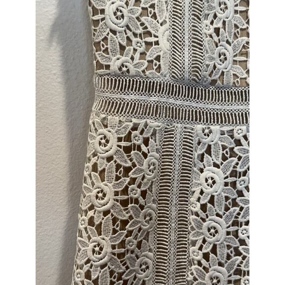 Unbranded Women’s Off White Floral Appliqué Dress Lace Bridal Shower Sheer READ - Picture 5 of 11